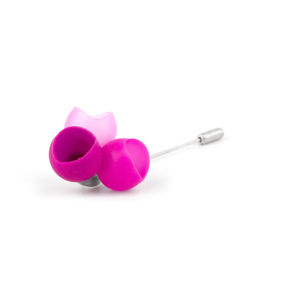 Pink cup silver brooch pin